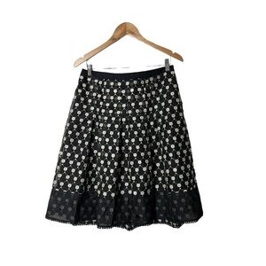 Ann Taylor Collection Silk Georgette embroidered pleated skirt 6